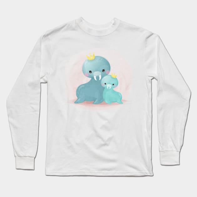 Sea Lion Motherhood Long Sleeve T-Shirt by Mako Design 